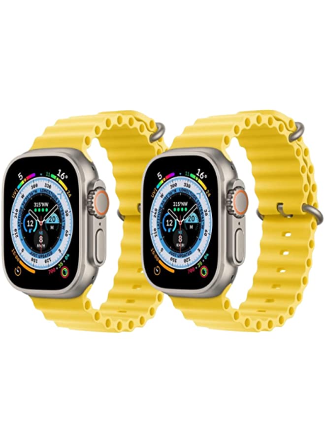 IAF Silicone Ocean Band Strap Yellow Silicone Ocean Band Strap Yellow Set of 2 for Apple Watch Ultra 8 49mm