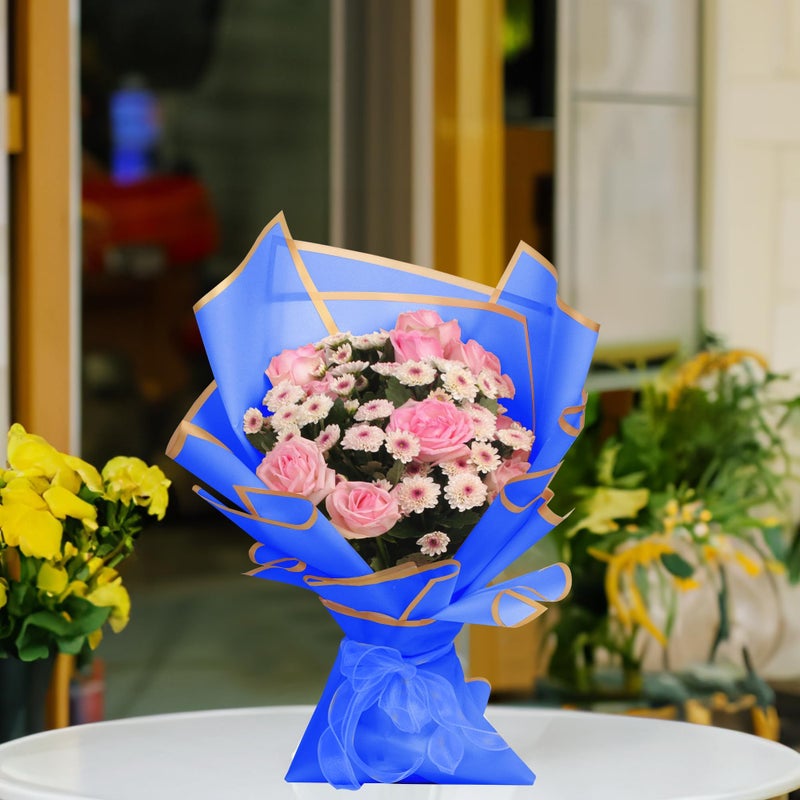 JOYIT 20 Sheets Flower Wrapping Paper - Flower Bouquet Wrapping Paper for DIY Crafts Packaging, Waterproof Flower Paper Wrap for Wedding, Birthday, Flower Shop (Blue, 22.8''x22.8'') - Image 5