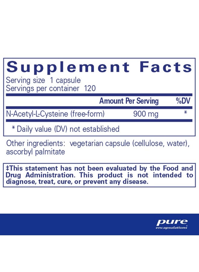 Pure Encapsulations - Nac 900 Mg ; N Acetyl Cysteine Amino Acid Supplement For Lung And Immune Support Liver And Antioxidants* ; 120 Capsules - Image 1