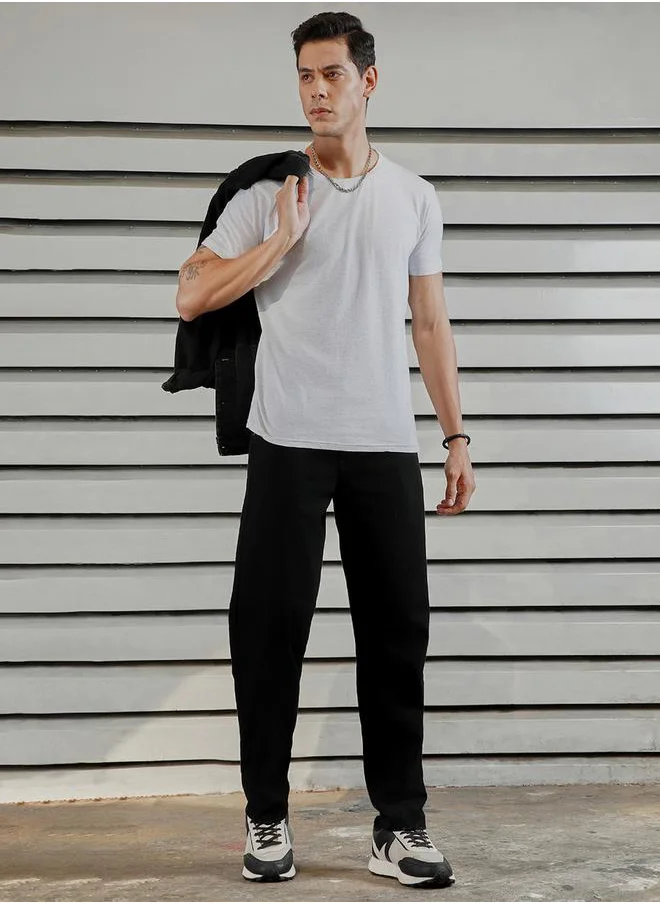 HIGH STAR Mid Rise Plain Regular Fit Jeans by Styli