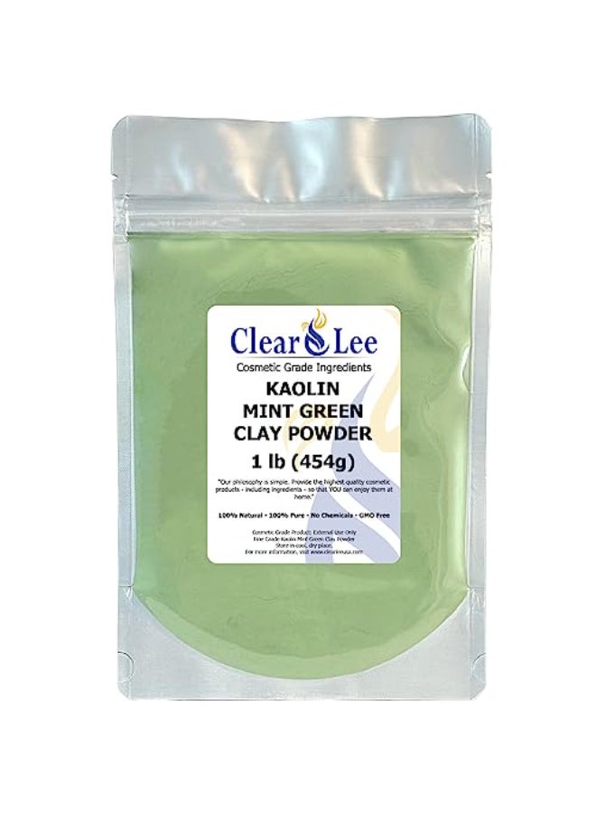 ClearLee Kaolin Mint Green Clay Cosmetic Grade Powder 100 Pure Natural Powder Great For Skin Detox Rejuvenation and More Heal Damaged Skin DIY Clay Face Mask 1 lb - Image 1