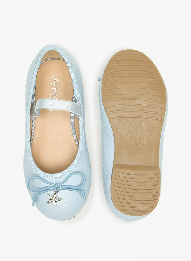 JUNIORS Girls Quilted Round Toe Ballerina Shoes With Star Accent