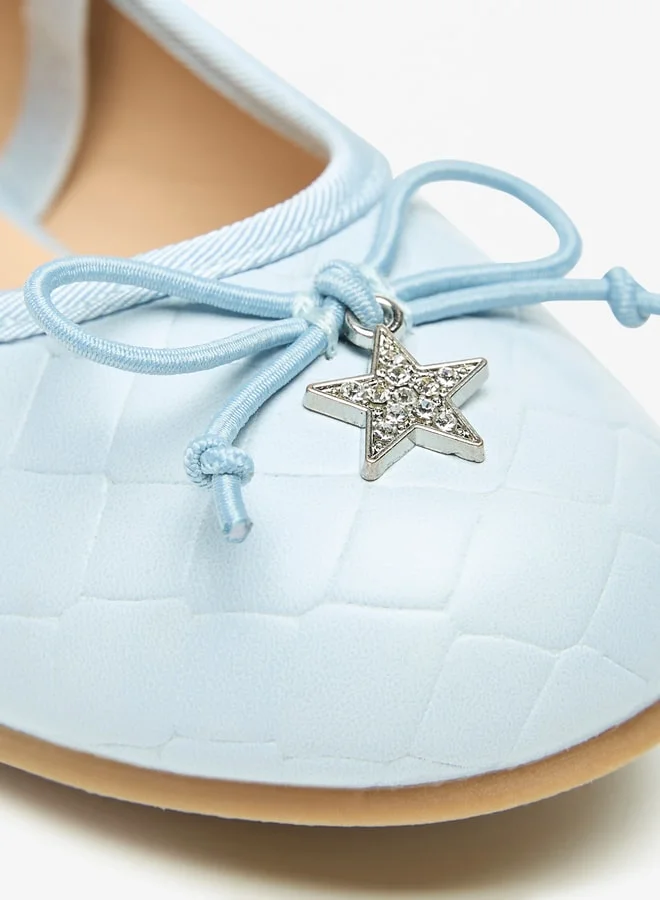 JUNIORS Girls Quilted Round Toe Ballerina Shoes With Star Accent