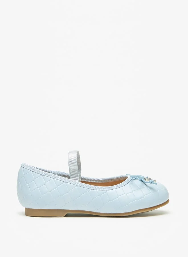 JUNIORS Girls Quilted Round Toe Ballerina Shoes With Star Accent