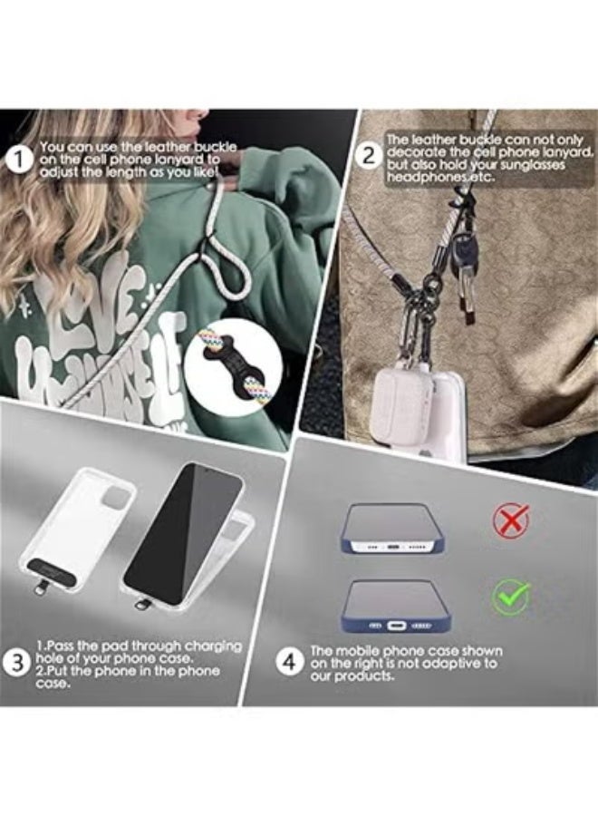 Cell Phone Lanyard, Crossbody Phone Lanyard Adjustable Neck Strap and  Phone Wrist Strap with Phone Tether Patches for Most Smartphones - Image 4
