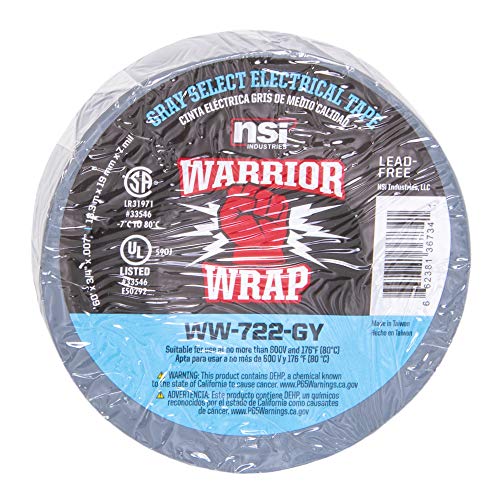 NSi Industries WarriorWrap Select 3/4 in. x 60 ft. 7 mil Vinyl Electrical Tape, Gray (WW-722-GY) - Image 2