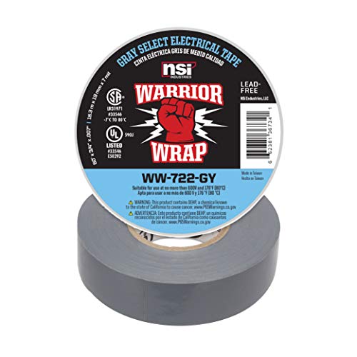 NSi Industries WarriorWrap Select 3/4 in. x 60 ft. 7 mil Vinyl Electrical Tape, Gray (WW-722-GY) - Image 1