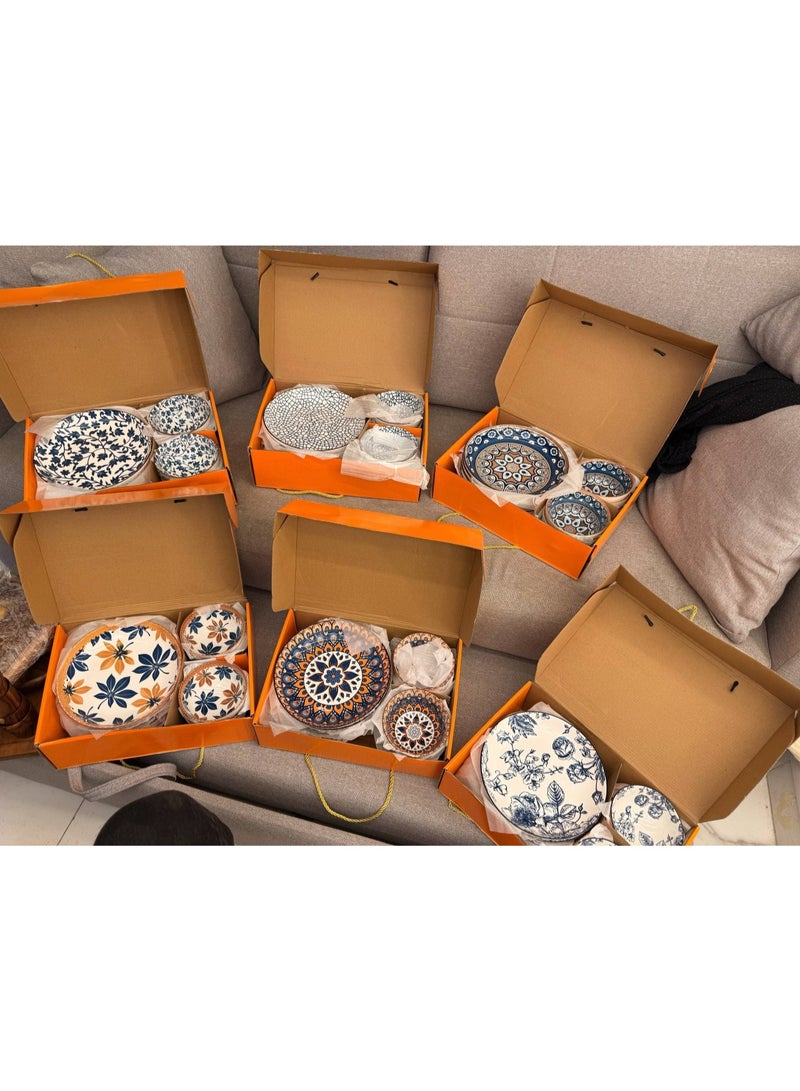 جديد طقم عشاء بورسلين للتقديم و الضيافة و الاستخدام اليومى (٦ اطباق + ٦ بولات )بورسلين حرارى بيدخل فرن + ميكرويف + غسالة اطباق منتج مستورد - Image 2