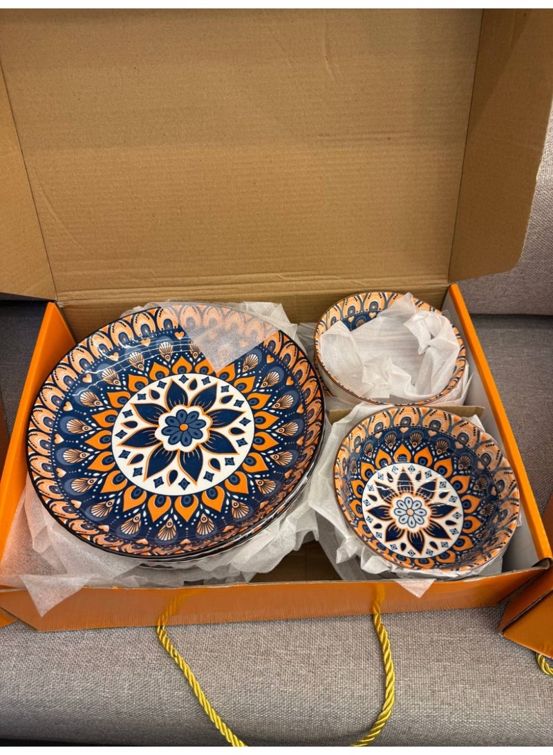 جديد طقم عشاء بورسلين للتقديم و الضيافة و الاستخدام اليومى (٦ اطباق + ٦ بولات )بورسلين حرارى بيدخل فرن + ميكرويف + غسالة اطباق منتج مستورد - Image 4