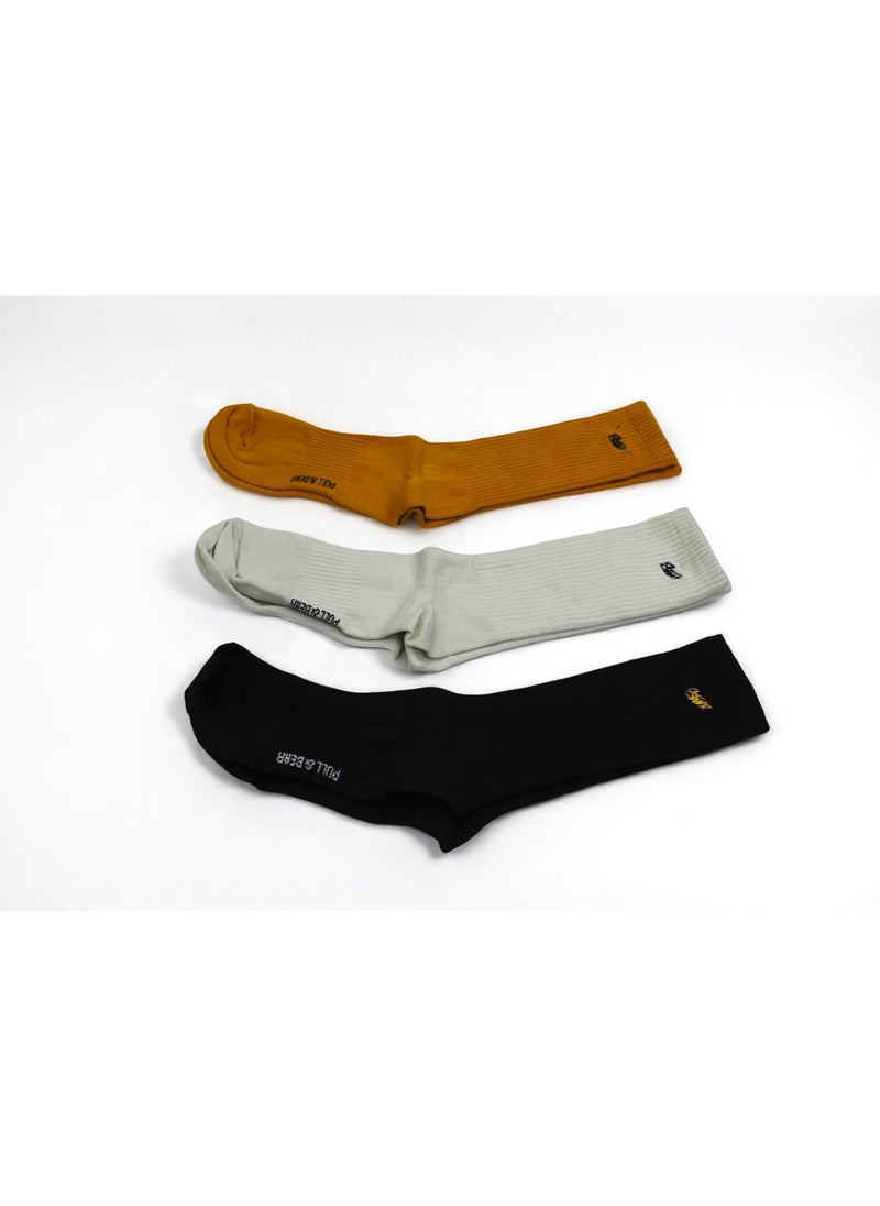 Men's Cotton Crew Socks - 3 Pack - Solid Color Casual Socks for All-Day Comfort