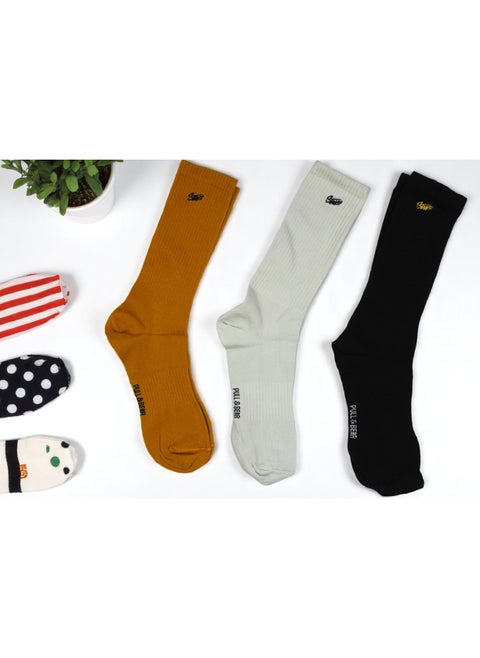 Men's Cotton Crew Socks - 3 Pack - Solid Color Casual Socks for All-Day Comfort