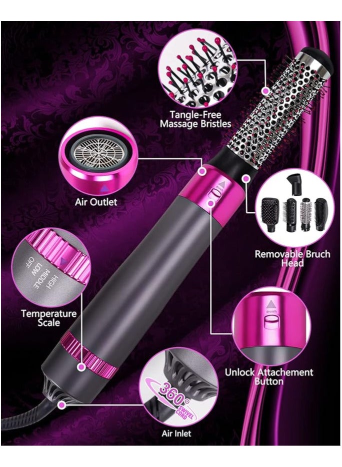 Generic 5 in 1 Curling Iron Rotary Hair Dryer Straightener Comb Curling Brush 5 Interchangeable Barrels 3 Adjustable Modes 30S Heating Smooth Ironing And Styling Tool Suitable for Home And Business Trips  - Image 4