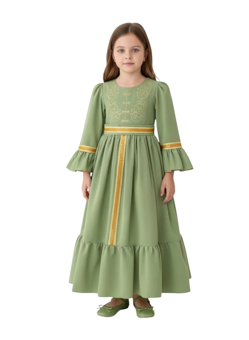 دىدانيالا Sage Green Long Sleeve Medieval Style Dress