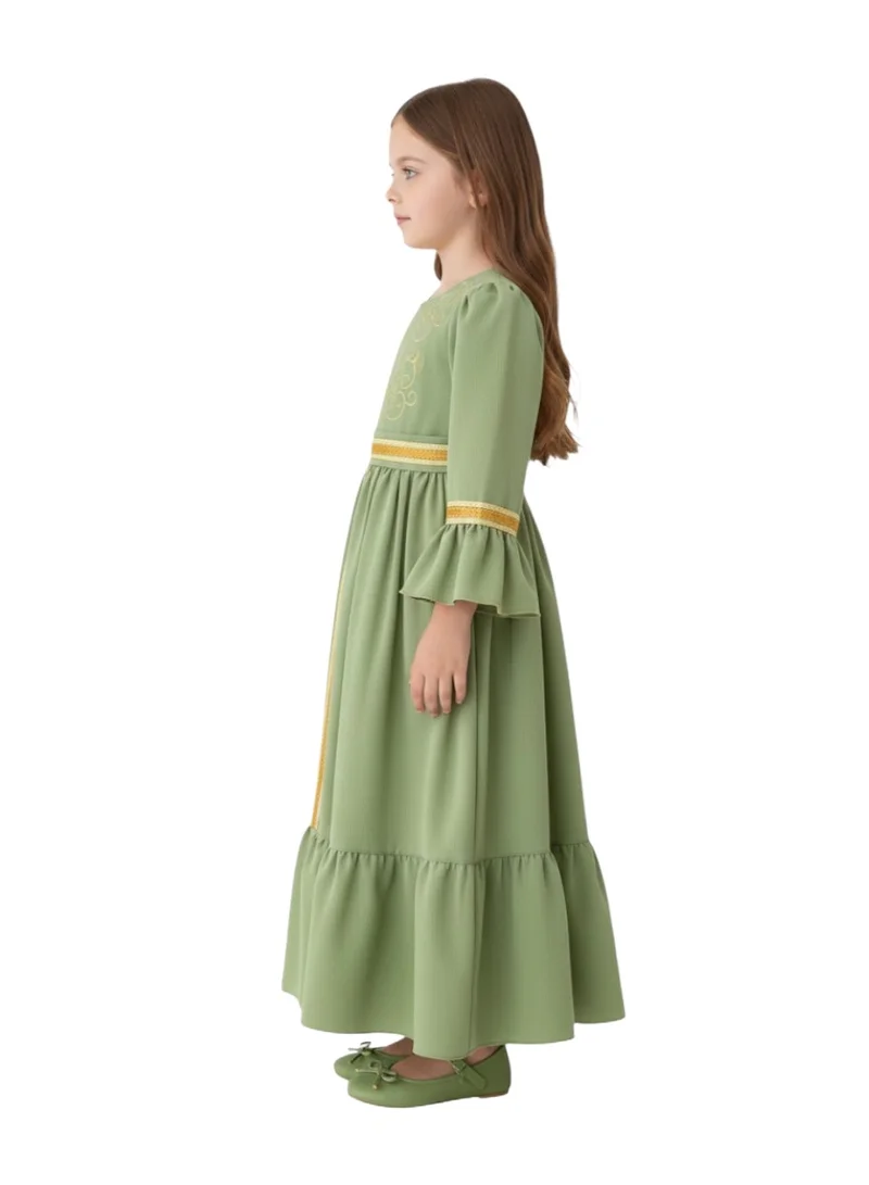 دىدانيالا Sage Green Long Sleeve Medieval Style Dress