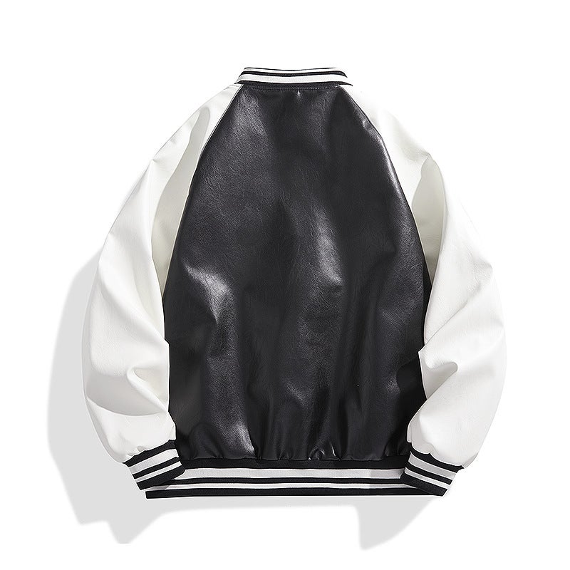 Pu Leather Baseball Suit Men'S Autumn American Style Retro Jacket Trendy Hong Kong Style All-Match Couple Jacket Leather Jacket - Image 5