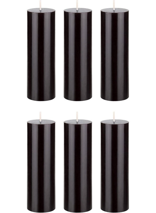 Mega Candles 6 pcs Unscented Black Round Pillar Candle, Hand Poured Premium Wax Candles 2 Inch x 6 Inch, Home Décor, Wedding Receptions, Baby Showers, Birthdays, Celebrations, Party Favors & More - Image 1