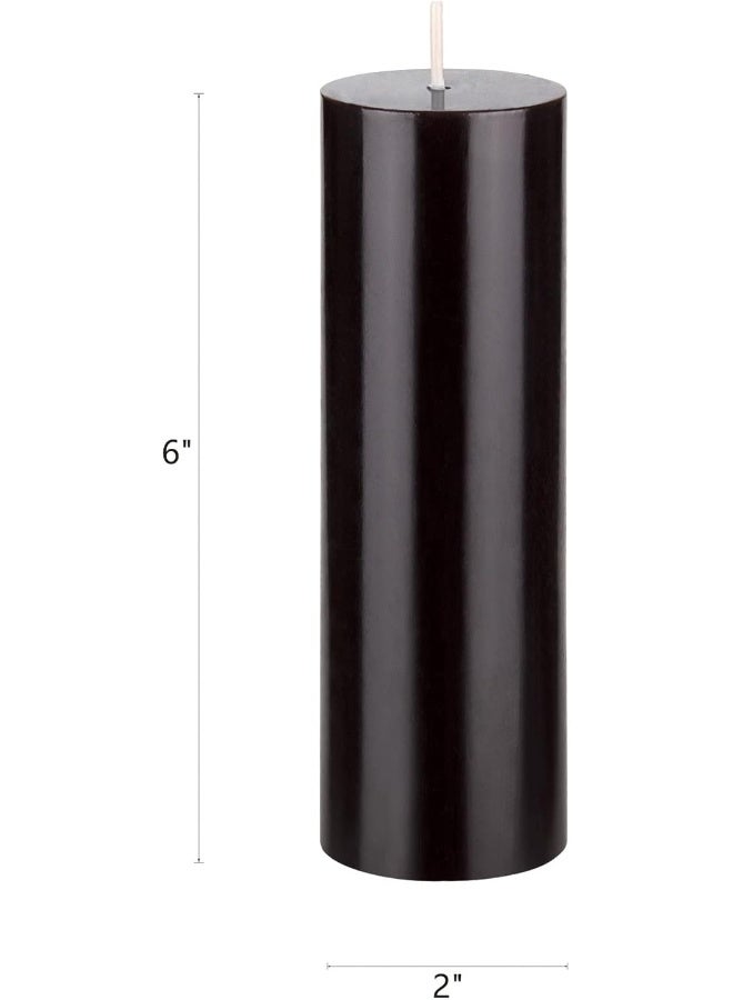 Mega Candles 6 pcs Unscented Black Round Pillar Candle, Hand Poured Premium Wax Candles 2 Inch x 6 Inch, Home Décor, Wedding Receptions, Baby Showers, Birthdays, Celebrations, Party Favors & More - Image 2