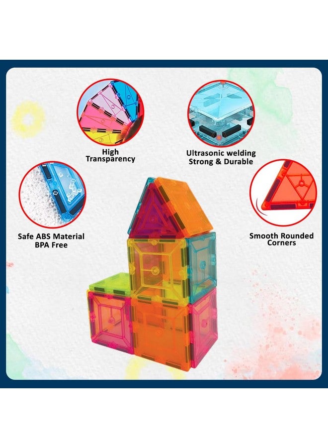 Wembley Magnetic Tiles for Kids|Magnetic Building Blocks for Kids 3 4 5 6 7 8 Yrs|Constructing&Creative Learning Educational Brain Toys|STEM Learning Kit Magnetic Toys (16 Pcs),Multicolor - Image 4