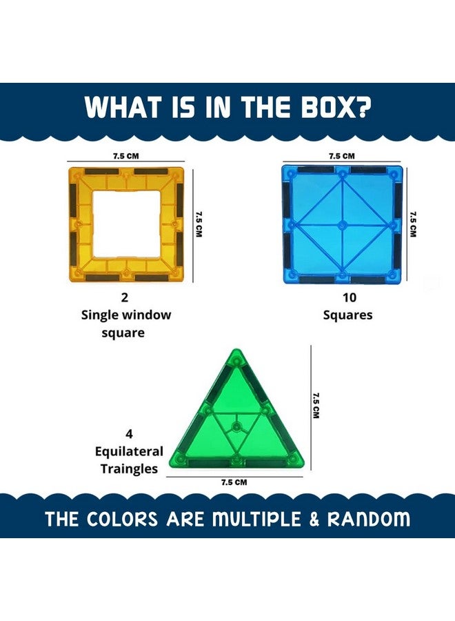 Wembley Magnetic Tiles for Kids|Magnetic Building Blocks for Kids 3 4 5 6 7 8 Yrs|Constructing&Creative Learning Educational Brain Toys|STEM Learning Kit Magnetic Toys (16 Pcs),Multicolor - Image 3