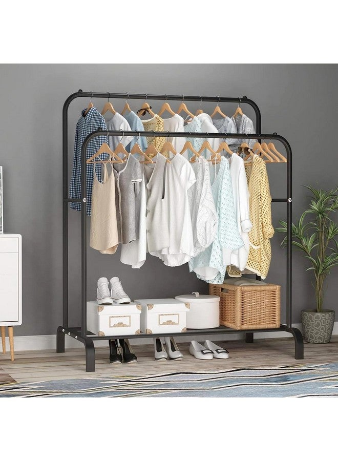 Lukzer Multi-Functional Clothes Stand with 1 Bottom Shelves | Metal Garment Rack for Hanging Clothes, Coats & Hats | Freestanding DIY Storage Organizer for Home & Office (MGS-002, 148x110x55cm, Black) - Image 4