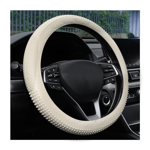 Bittwee Steering Wheel Cover Car Silicone Steering Wheel Protector AntiSlip Soft Odorless Wheel Covers Universal 1415 Inch Steering Wheel Automotive Interior Accessories Beige - Image 1