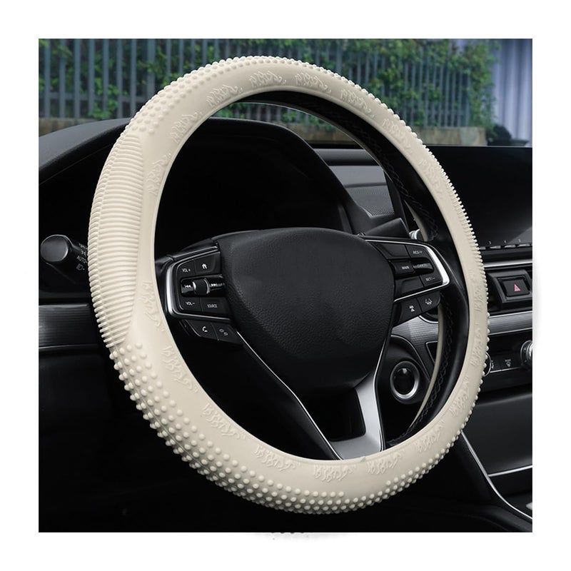 Bittwee Steering Wheel Cover Car Silicone Steering Wheel Protector AntiSlip Soft Odorless Wheel Covers Universal 1415 Inch Steering Wheel Automotive Interior Accessories Beige - Image 2