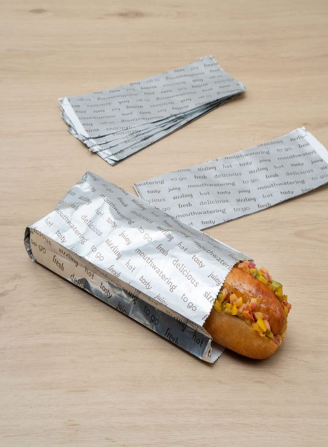 Restaurantware Bag Tek 3.7 x 1.2 x 9.2 Inch Hot Dog Bags 100 Small Hot Dog Wrappers - Greaseproof Freezer-Safe Printed Foil Hot Dog Cart Accessories Heat-Resistant Non-Vented - Image 4