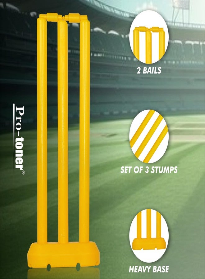 Protoner Kids Cricket Set with 1 Plastic Bats, 3 Stumps and Ball, Yellow - Image 4