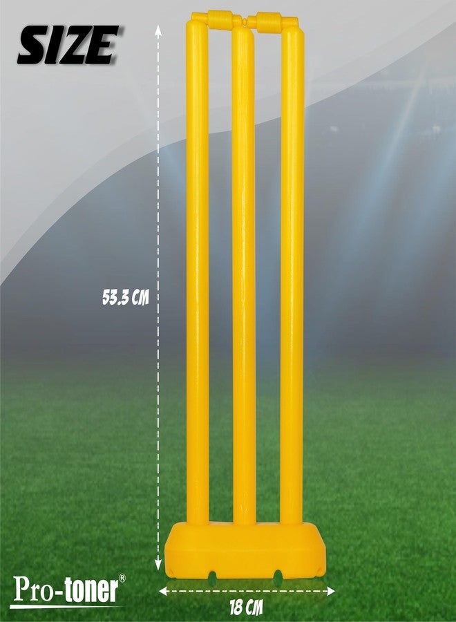 Protoner Kids Cricket Set with 1 Plastic Bats, 3 Stumps and Ball, Yellow - Image 3