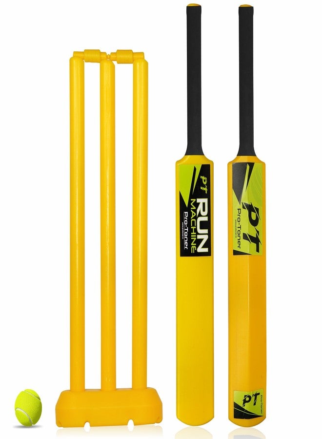 Protoner Kids Cricket Set with 1 Plastic Bats, 3 Stumps and Ball, Yellow - Image 1