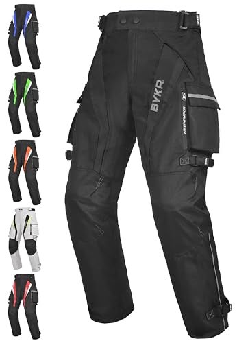 BYKR Motorcycle Pants for Men Women Armored Cordura Overpants Enduro ATV Dual Sports Motocross Cargo Touring Adventure Pant 34WX34L Black - Image 1
