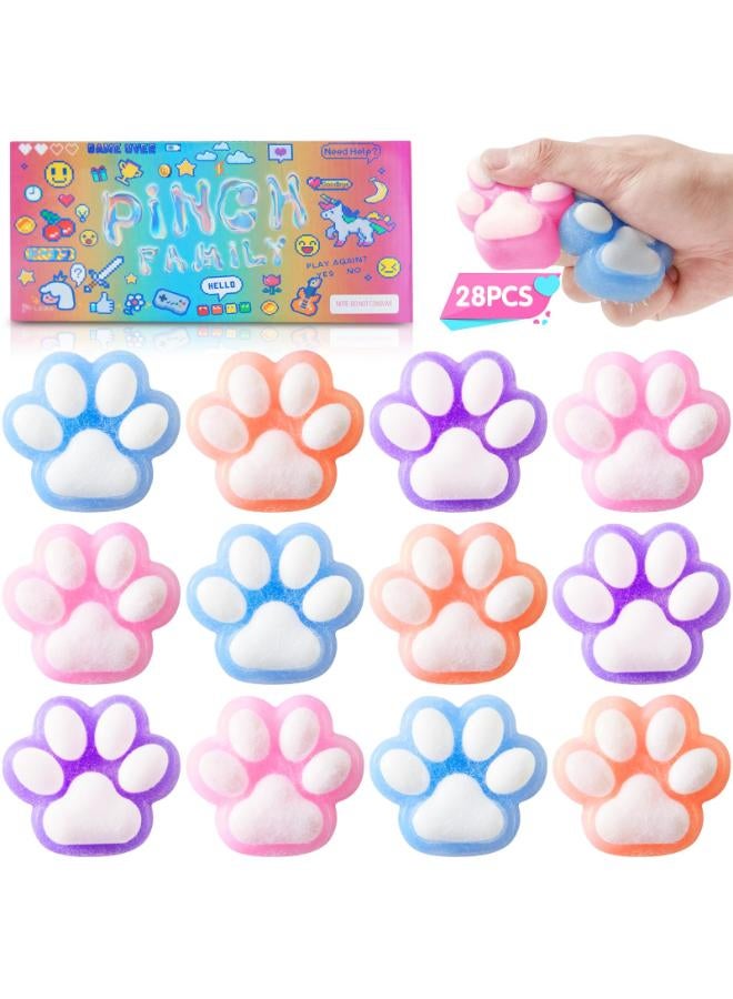 28 قطعة من ألعاب الضغط على مخالب القطط الإسفنجية من تابا، ألعاب تململ حسية لتخفيف التوتر من كاواي، إسفنجات لهدايا حفلات الأطفال، عائلة قرصة، ألعاب تململ مخالب القطط للأطفال