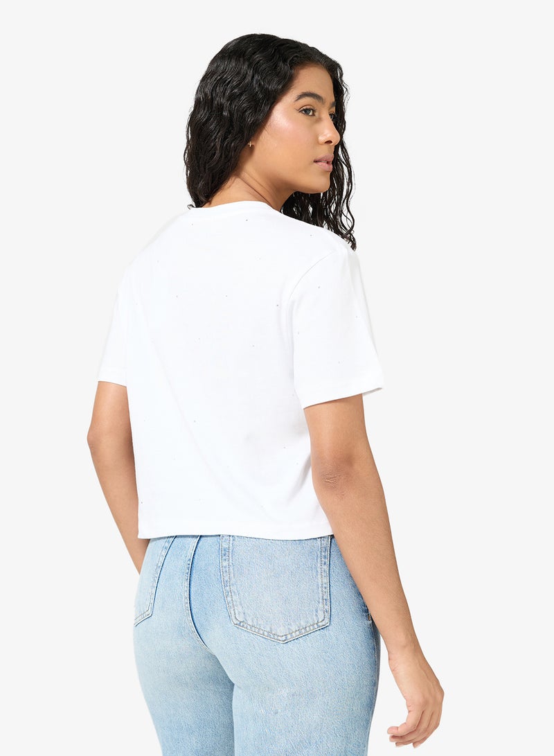 GUESS Primula Rhinestones Boxy T-Shirt - Image 2