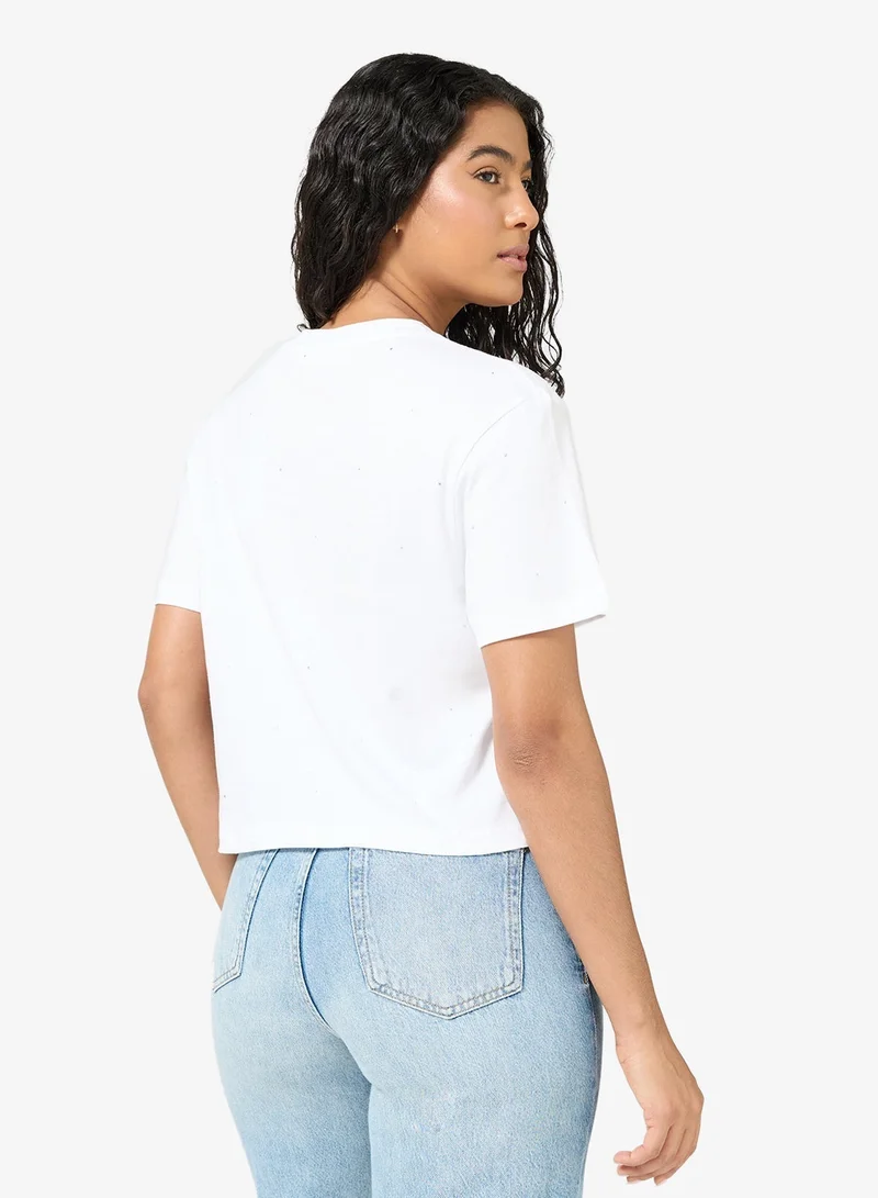 GUESS Primula Rhinestones Boxy T-Shirt