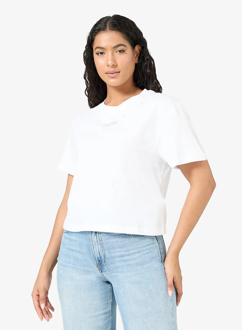 GUESS Primula Rhinestones Boxy T-Shirt
