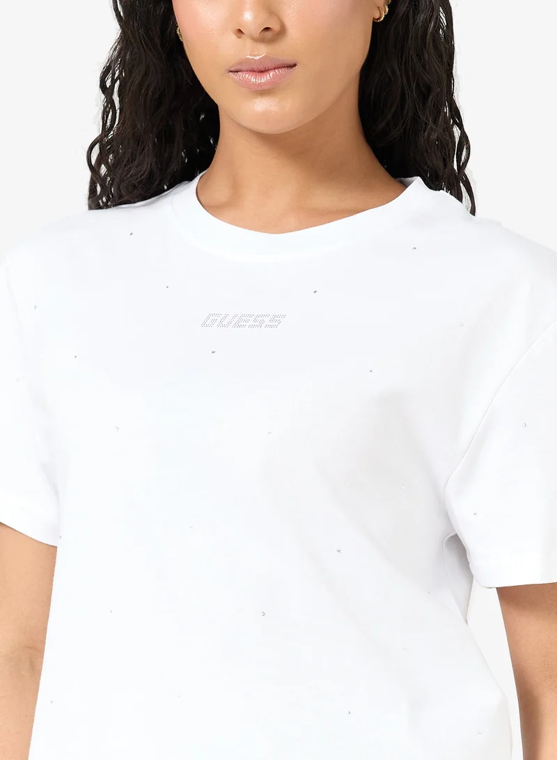 GUESS Primula Rhinestones Boxy T-Shirt