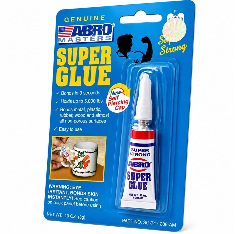 Abro Masters Super Strong Super Glue – Fast Bond in 3 Seconds – Multi Surface Adhesive for Metal, Plastic, Wood & Ceramic - Image 1