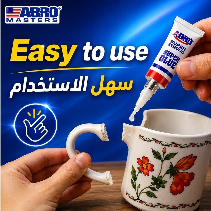 Abro Masters Super Strong Super Glue – Fast Bond in 3 Seconds – Multi Surface Adhesive for Metal, Plastic, Wood & Ceramic - Image 3