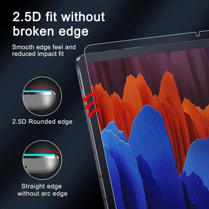 WTech 9H Hardness 0.2mm Thin 2.5D Rounded Edge Anti-Explosion Anti-Fingerprint Scratch Resistance Premium Tempered HD Glass Transparent Screen Protector for Samsung Galaxy Tab S7+ / S7 Plus (1 Pack) - Image 5