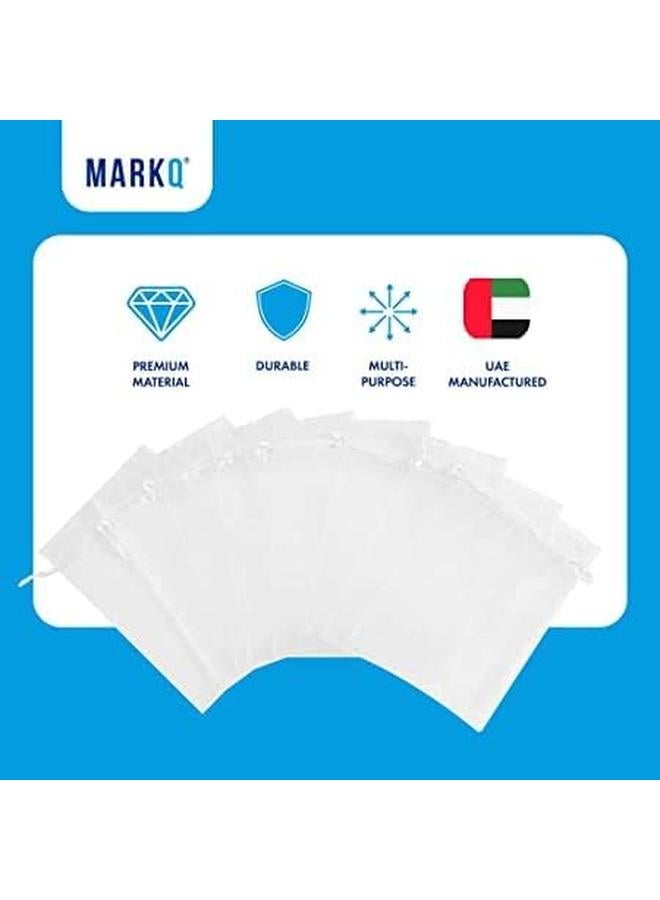 مارك أكياس أورجانزا برباط 100 قطعة مقاس 7 سم × 9 سم لون أبيض - Image 3