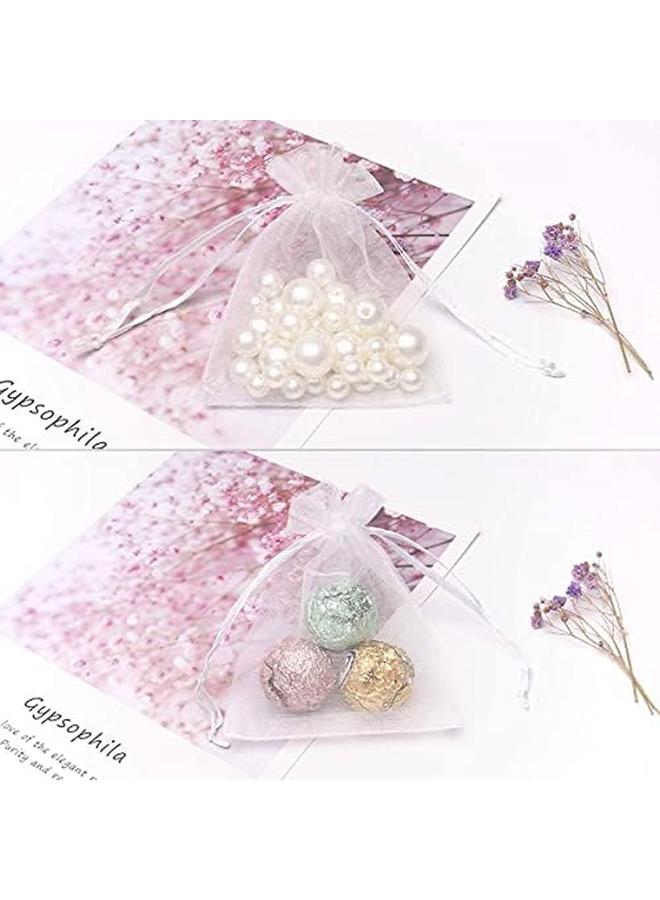 مارك أكياس أورجانزا برباط 100 قطعة مقاس 7 سم × 9 سم لون أبيض - Image 4