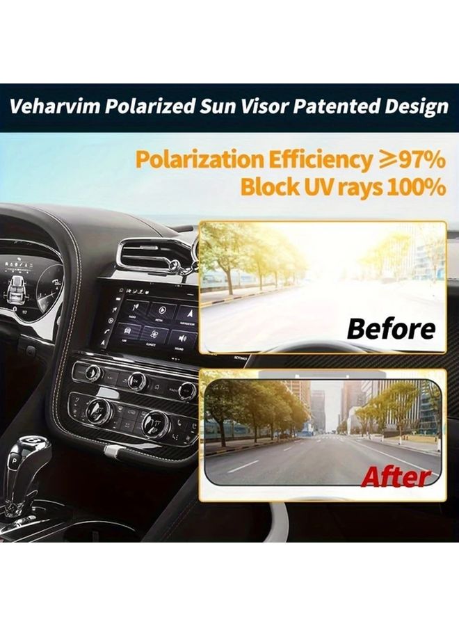 Black Universal Polarized Car Sun Visor Anti Glare Extender Easy Installation UV Light Blocking - Image 4