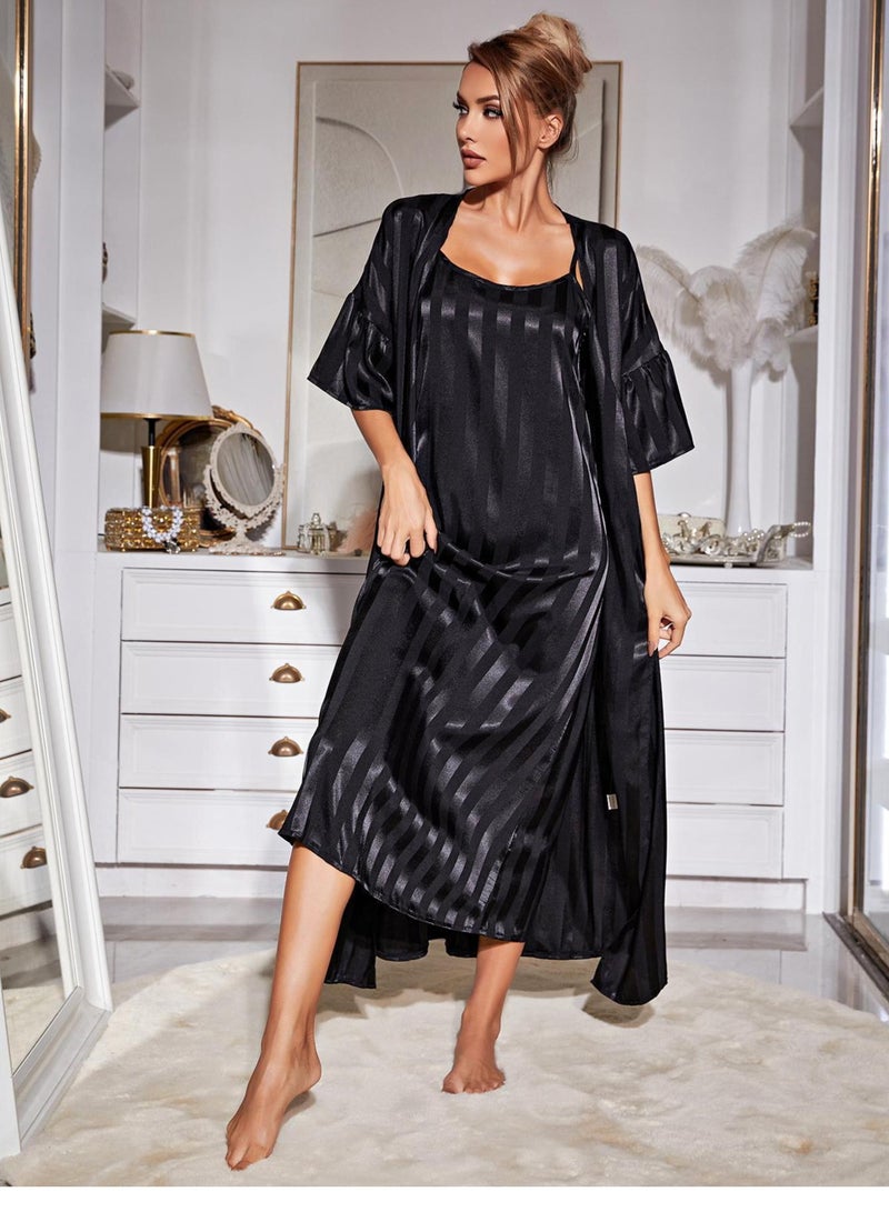 KUYING New Two-Piece Set Of Ice Silk Pajamas - Image 1