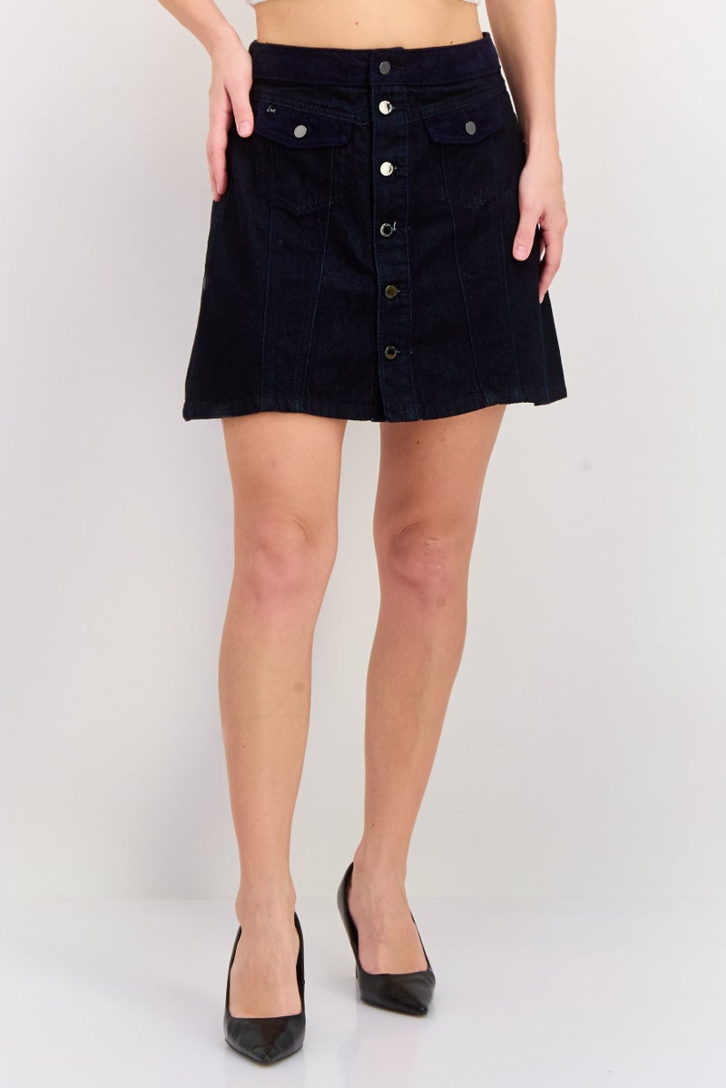 ONLY تنورة جينز قصيرة نسائية بلون كحلي - Image 1