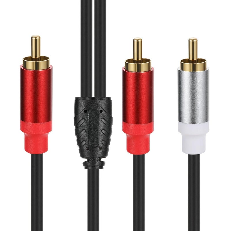 لوكيكي كابل RCA ذكر إلى 2 RCA ذكر بطول 0.3 متر، مطلي بالذهب، محول Y من RCA إلى 2 RCA للصوت، مناسب للأجهزة اللوحية، مشغلات MP3، أنظمة ستيريو HiFi، مكبرات الصوت (ذكر إلى ذكر) - Image 2