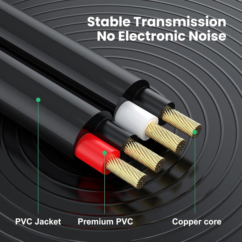 لوكيكي كابل RCA ذكر إلى 2 RCA ذكر بطول 0.3 متر، مطلي بالذهب، محول Y من RCA إلى 2 RCA للصوت، مناسب للأجهزة اللوحية، مشغلات MP3، أنظمة ستيريو HiFi، مكبرات الصوت (ذكر إلى ذكر) - Image 4