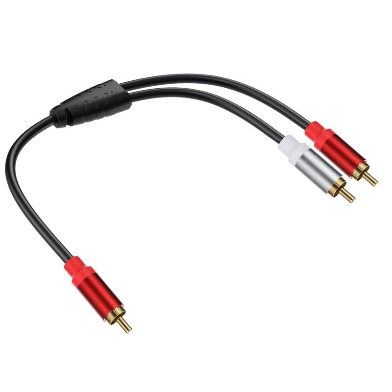 لوكيكي كابل RCA ذكر إلى 2 RCA ذكر بطول 0.3 متر، مطلي بالذهب، محول Y من RCA إلى 2 RCA للصوت، مناسب للأجهزة اللوحية، مشغلات MP3، أنظمة ستيريو HiFi، مكبرات الصوت (ذكر إلى ذكر) - Image 3