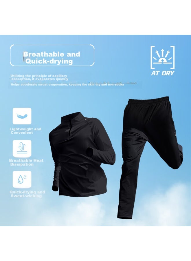 BURUITE Men'S Fitness Running Sports Suit Badminton Suit Basketball Quick-Drying Clothes High Elastic Training Morning Running Suit Riding Clothes - Image 1