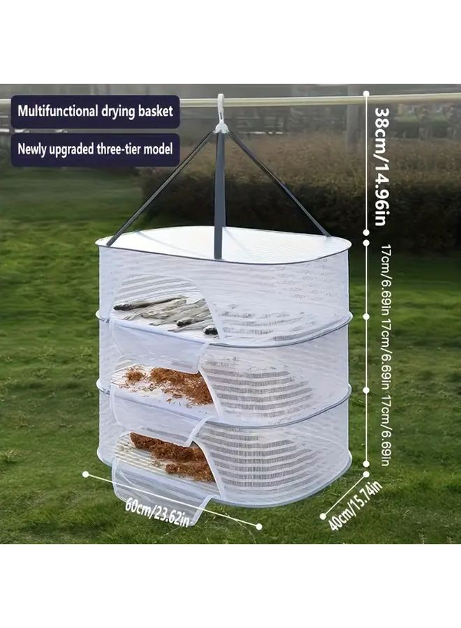 Foldable Wall Mounted Drying Rack 3 Layer 15 75 23 62 Inch Grey Mesh Storage Basket - Image 3