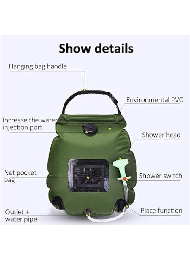 هوكور HOOKOR Solar Shower Bag, 5 Gallons/20L Portable Camping Shower Bag with Removable Hose and On-Off Switchable Shower Head for Summer Camping Beach Swimming Outdoor Traveling Hiking - Image 5